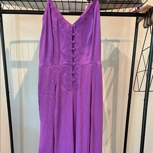 Free People Purple Jumpsuit with decorated button front